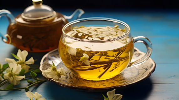 茉莉花茶的摄影图片