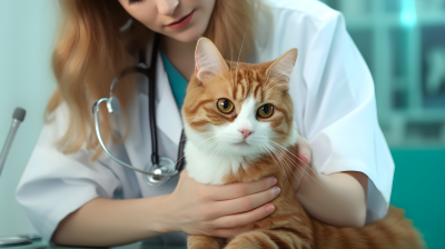 真实风格的猫咪听诊图片摄影图