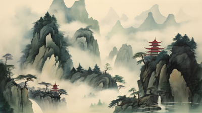 中国水墨山水高清图