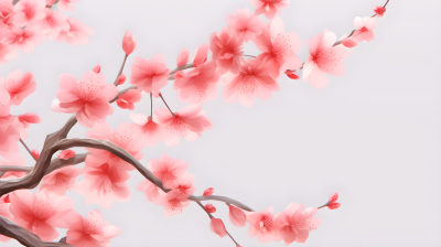 唯美水彩画粉色桃花摄影图片