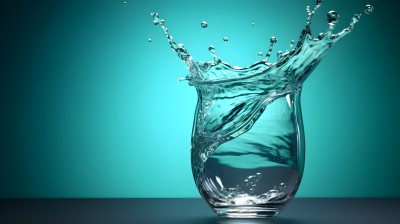活力洋溢的水流入瓶子和玻璃中的摄影图片