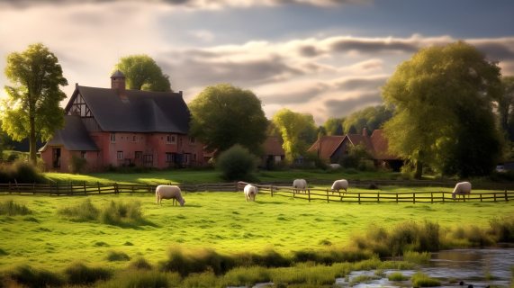 欧洲传统农场景观摄影图片