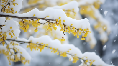 雪白枝上的雪景摄影图