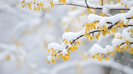 雪白分支上的雪景摄影图