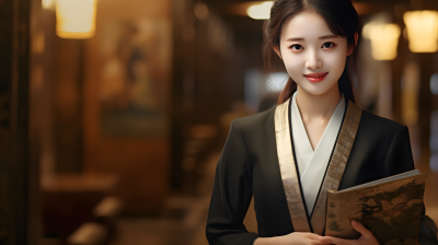 女服务员酒店大堂摄影图片