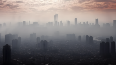 雾霾下城市空气污染风景摄影图