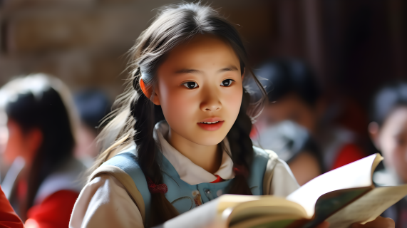 教室里中国女孩正在学习摄影图片