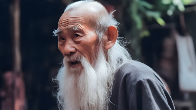 白发苍苍的老人摄影图片