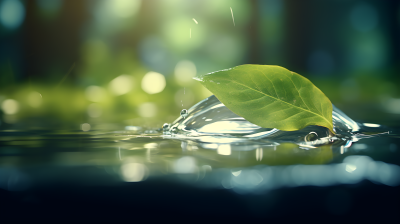 清新绿叶汲水至大地的摄影图片