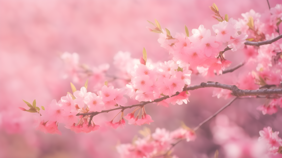粉色桃花绽放唯美摄影图片