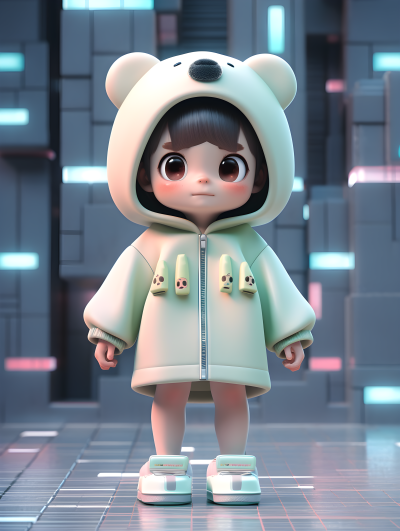 可爱盲盒风格的小女孩摄影图片