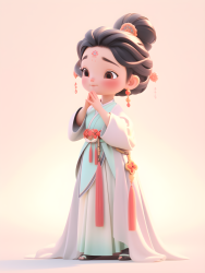 梦幻色彩少女穿着中国服装的摄影图片