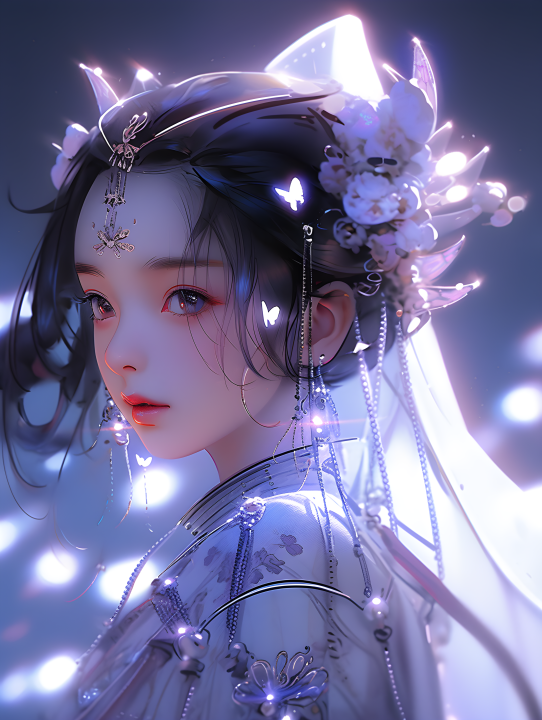 充满想象的汉服女孩摄影版权图片下载