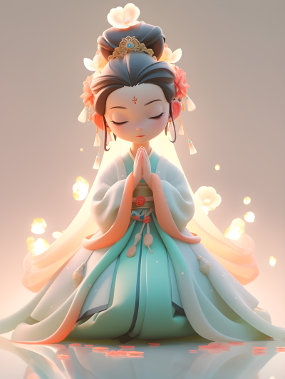 中国风梦幻色彩的少女摄影图片
