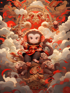 小猴子十二生肖怪兽摄影图片