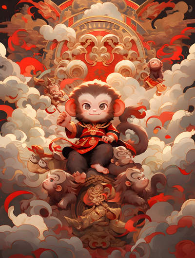 小猴子十二生肖怪兽摄影图片