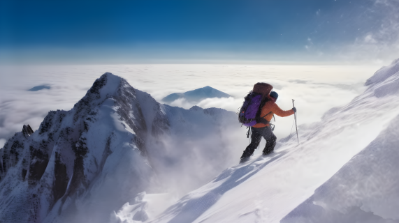 攀登雪山摄影图片