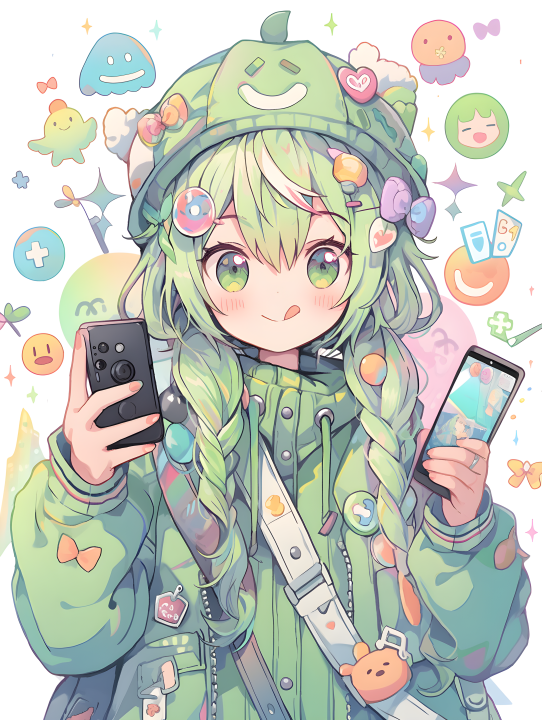 五彩斑斓的工装少女摄影版权图片下载