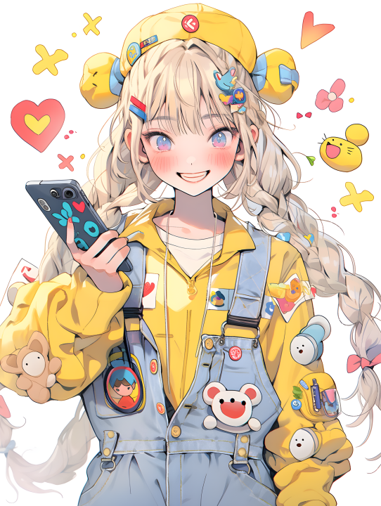 五彩缤纷的工装少女摄影版权图片下载