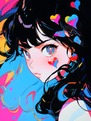 彩色女孩头像插画 