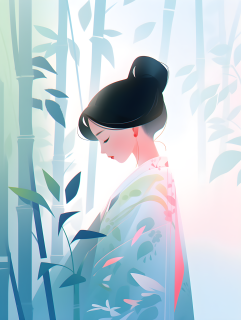中国竹林女性艺术家摄影图