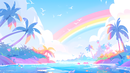 夏日海边多彩天空摄影图片