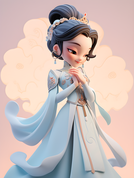 传统服饰女性卡通角色摄影版权图片下载