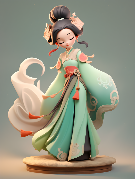 传统服装风格的卡通女角色摄影版权图片下载