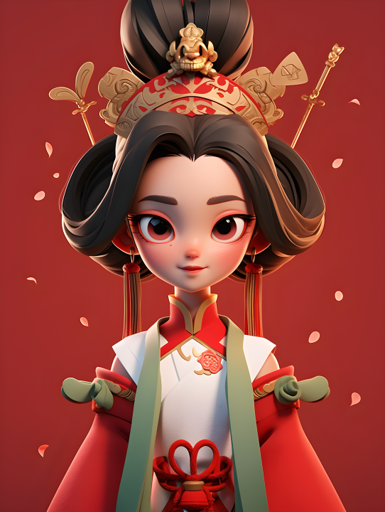 唯美中国传统服装女性卡通角色摄影版权图片下载