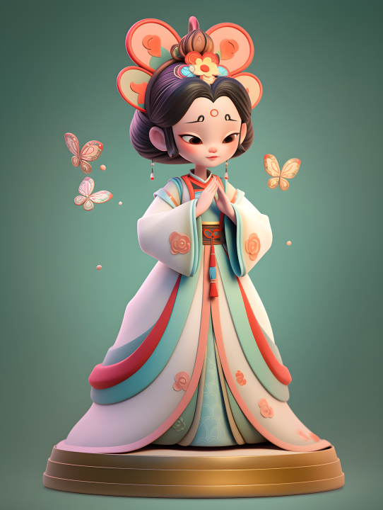 唯美古典服装中的卡通女性角色摄影版权图片下载