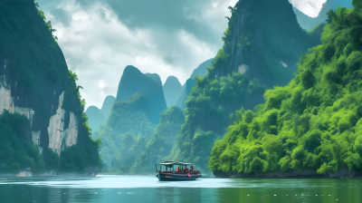 广东漓河山水画风摄影图