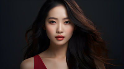 充满活力的亚洲女性模特摄影图