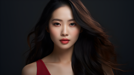 充满活力的亚洲女性模特摄影图