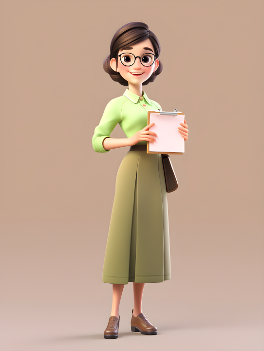身穿绿色套装的女老师摄影图版权图片下载