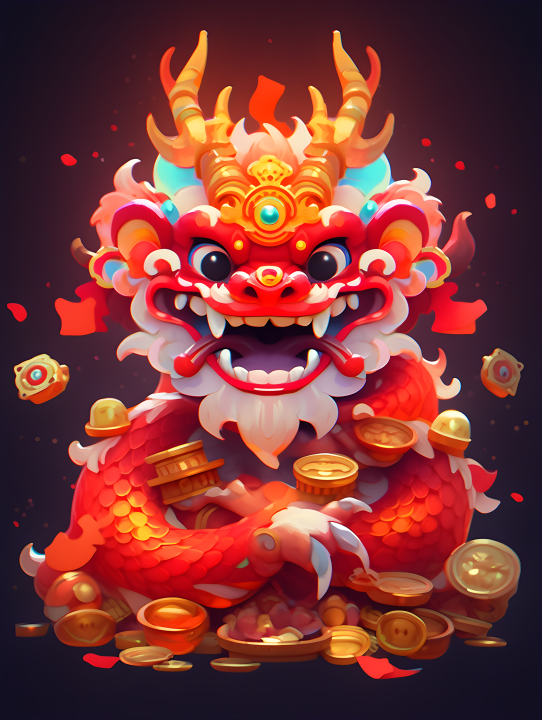 瑞彩财神可爱中国龙 摄影版权图片下载