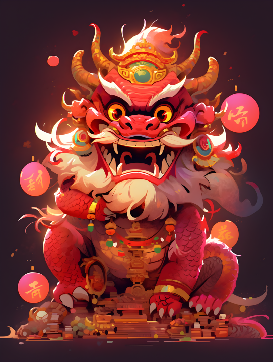 可爱的中国龙财神卡通摄影版权图片下载