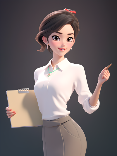 卡通亚洲教师近景摄影图