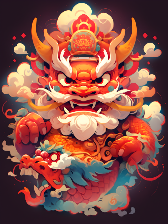 活力财神可爱中国龙摄影版权图片下载