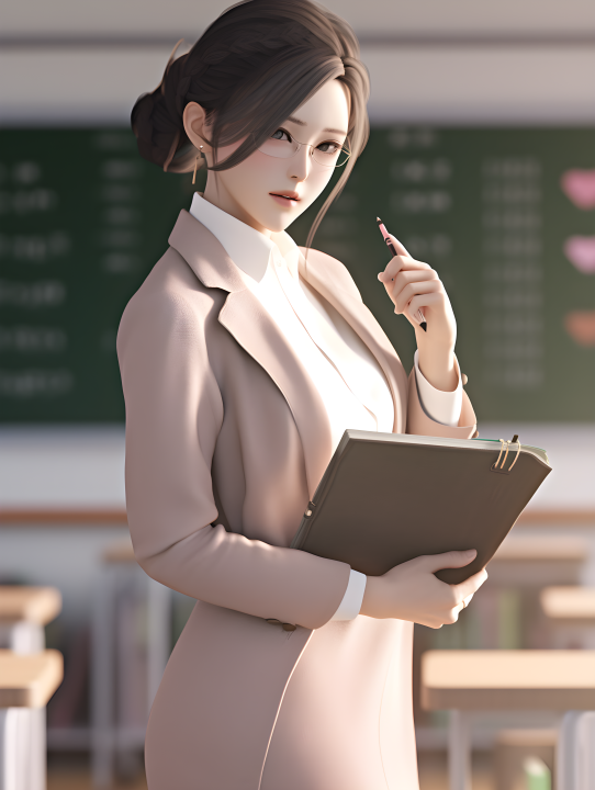 亚洲教师柔和提醒摄影图版权图片下载