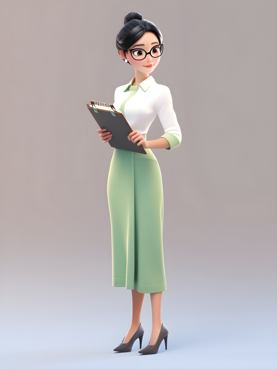 3D立体风格带眼镜的女教师摄影版权图片下载