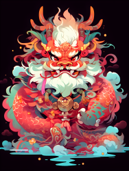 神龙财神卡通可爱中国龙摄影图片