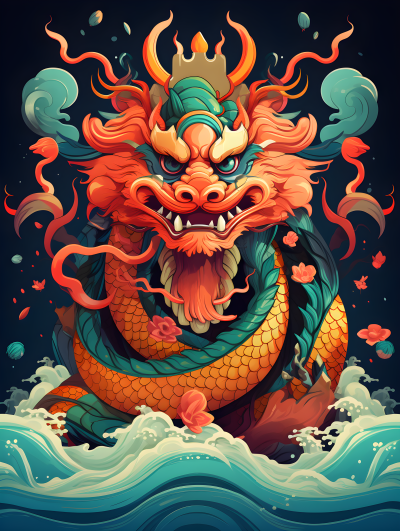 财神可爱中国龙摄影图片