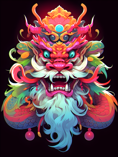 财神卡通可爱的中国龙色彩鲜艳的摄影图片