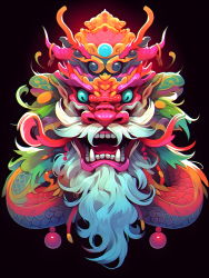 财神卡通可爱的中国龙色彩鲜艳的摄影图片