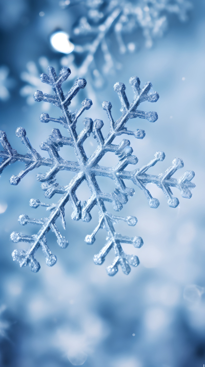 细节清晰的雪花摄影图片