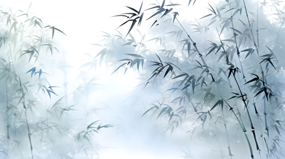 自然光下的竹子近景水墨画摄影图