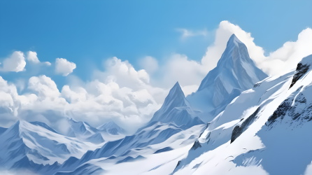 白雪覆盖的山脉美景摄影图片