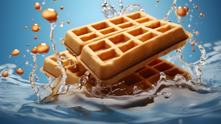 水中华夫饼溅起摄影图片