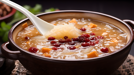 冬季银耳滋补汤美食摄影图