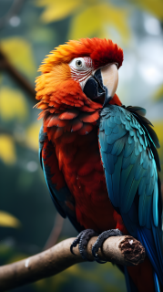 可爱鹦鹉栖息在树上的摄影图片